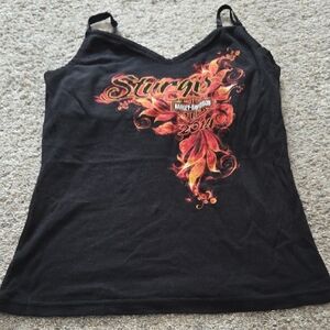 Harley-Davidson Black Camisole with Orange Flame Graphic